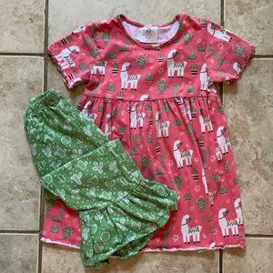 Ruffle Girl pink and green cactus set size 12/14